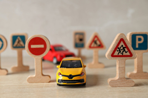 voiture avec les signaux du code de la route belge